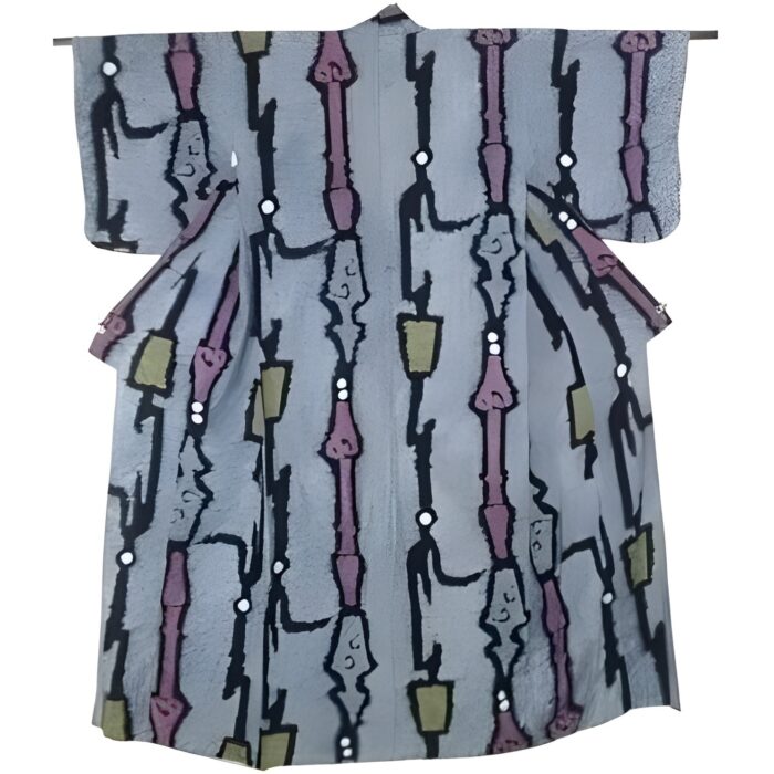 baumwoll kimono antik shibori bleu