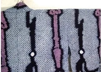 baumwoll kimono antik shibori bleu schulterdetail