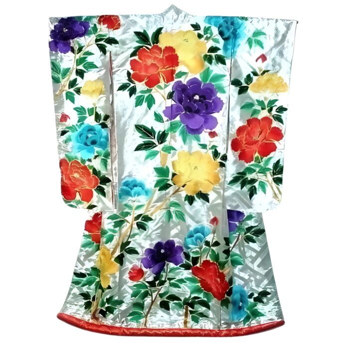 sehr seltener hochzeits kimono peony hinten
