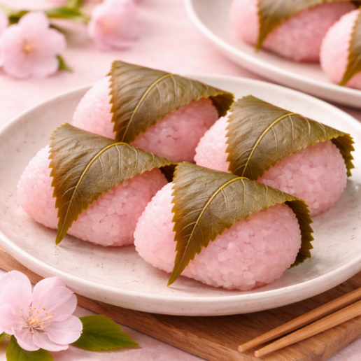 Sakura Mochi mit Kirschblatt