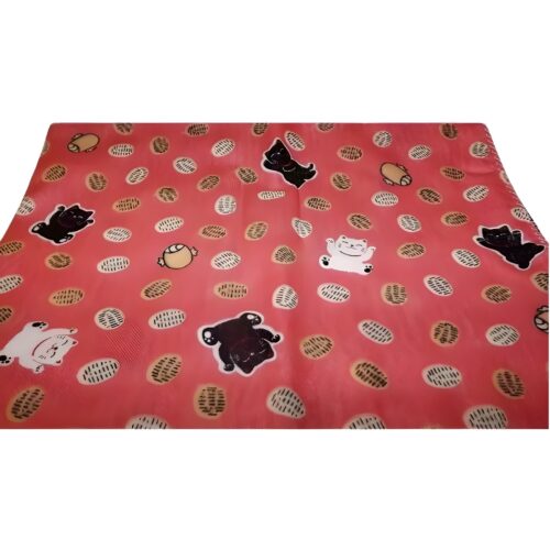 tenugui gefüttert maneki neko pinku muster nah