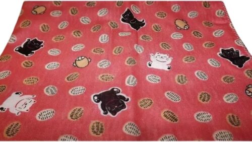 tenugui gefüttert maneki neko pinku muster nah