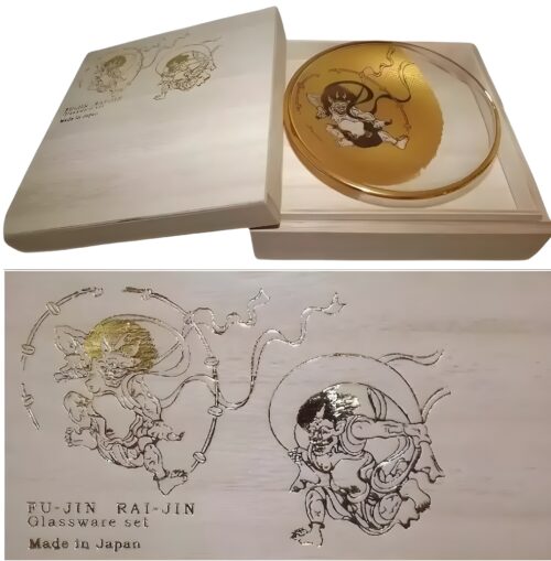 glastellerchen set fujin raijin in box