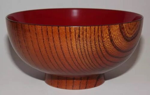 urushi lackbowl tenuri aka seitenansicht mit holzmaserung