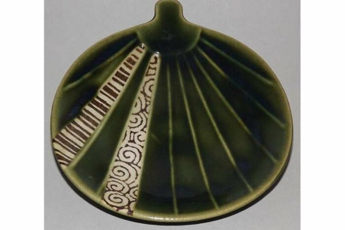 Keramik Platte-Teller Oribe Uchiwa 2