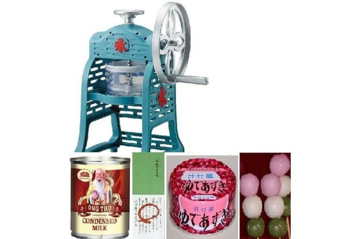 Kakigori-Komplett-Set - Manueller Eis-Schnee-Schaber + Toppingset 4 tlg. 1