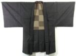 seiden kimono set antk tsumugi haori vorderseite blick auf das futter