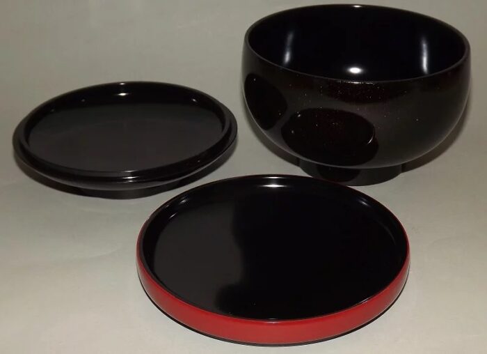 lack deckel bowl sanbu kuro alle 3 teile einzeln nebeneinander