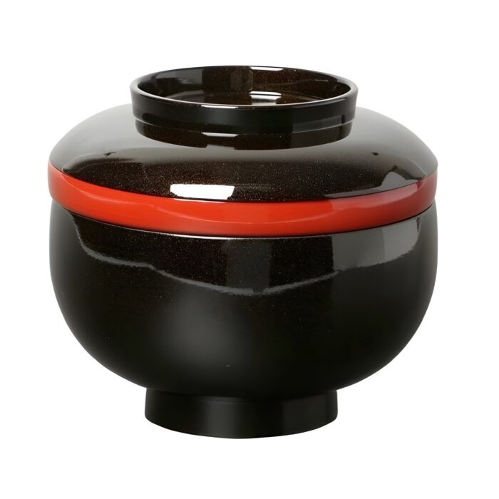 lack deckel bowl sanbu kuro mit rotem zwischenteller geschlossen
