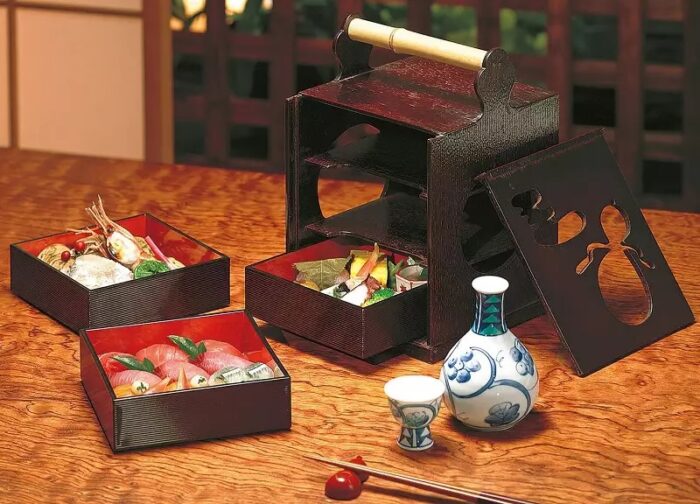 kaiseki jubako edo offen gefüllt dekoriert