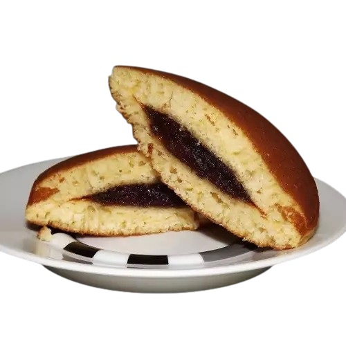 dorayaki azuki halbiert mit blick auf die füllung