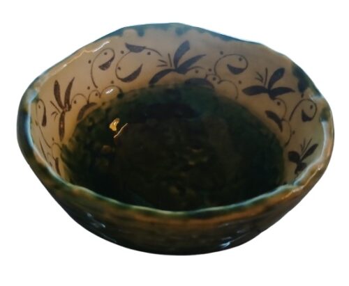kaiseki oribe bowl midori schräg von innen