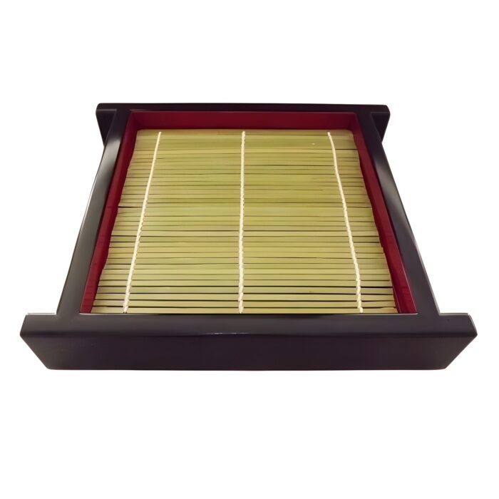 zaru-soba lackteller mit bambusmatte