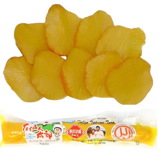 tokyo takuan taro in verpackung und in scheiben geschnitten