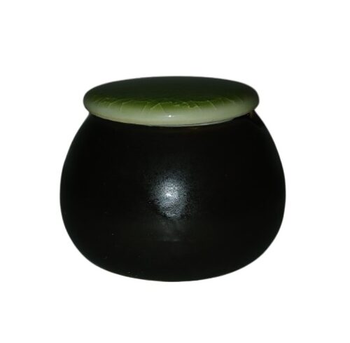 kaiseki mini keramiktöpfchen kuro-midori von vorn